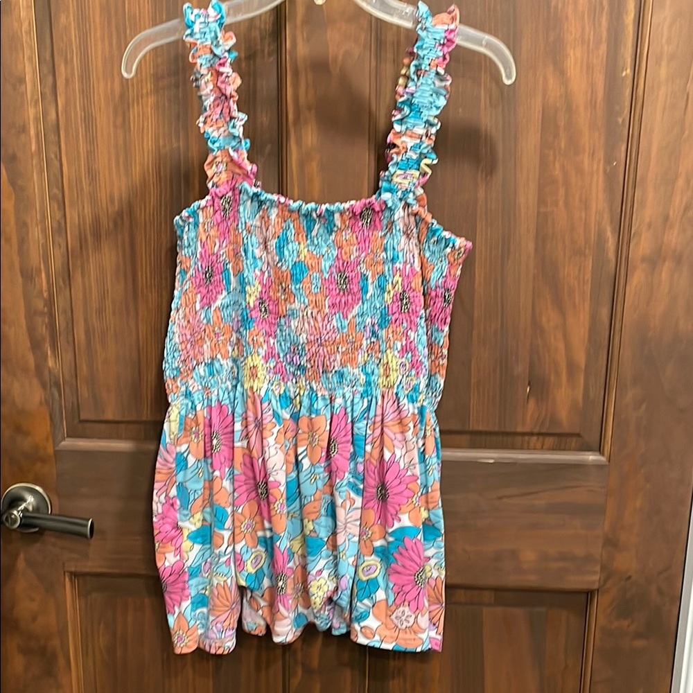 Floral Smocked Top with Ruffle Straps